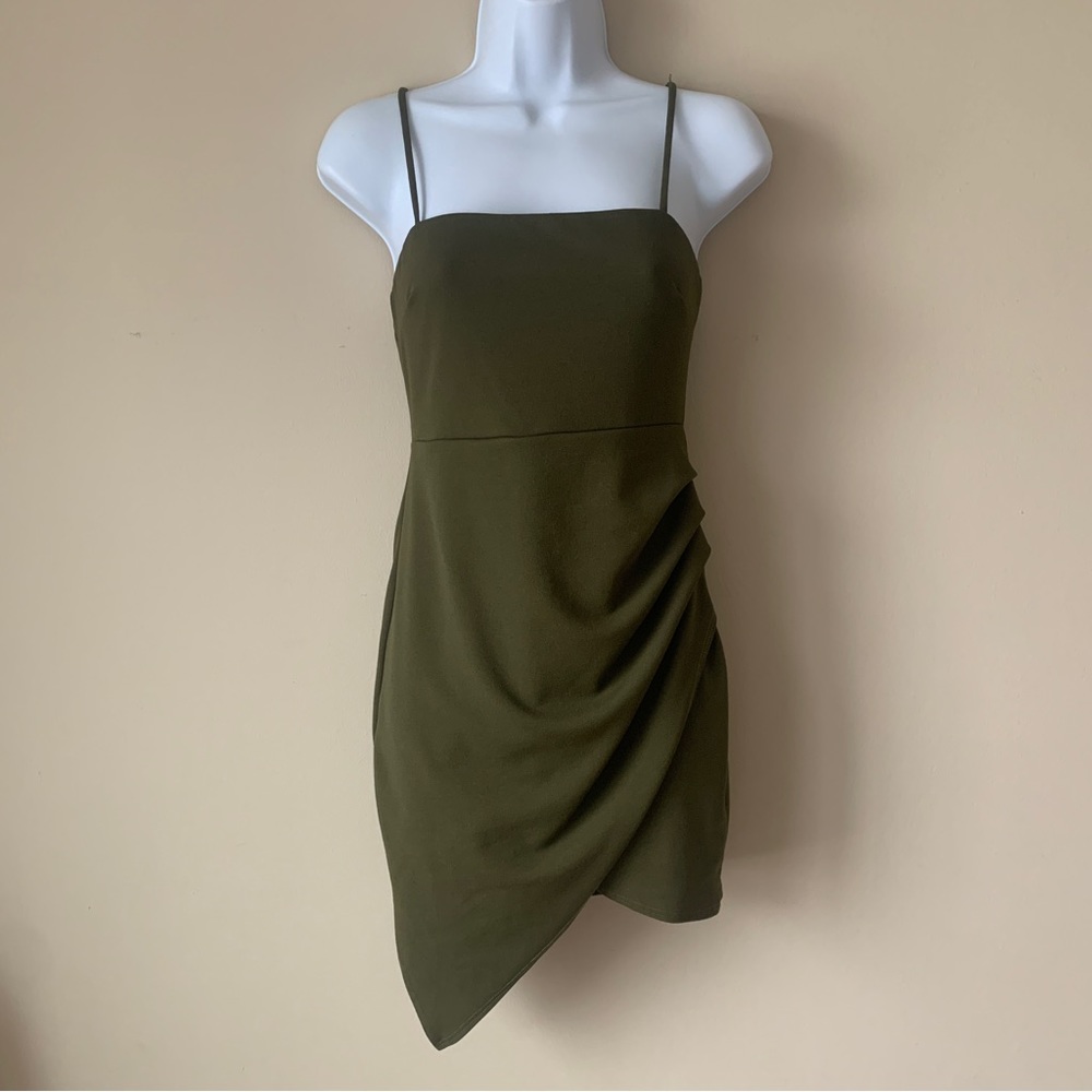 American Threads Sleeveless Stretchy Olive Green Mini Dress Size Medium